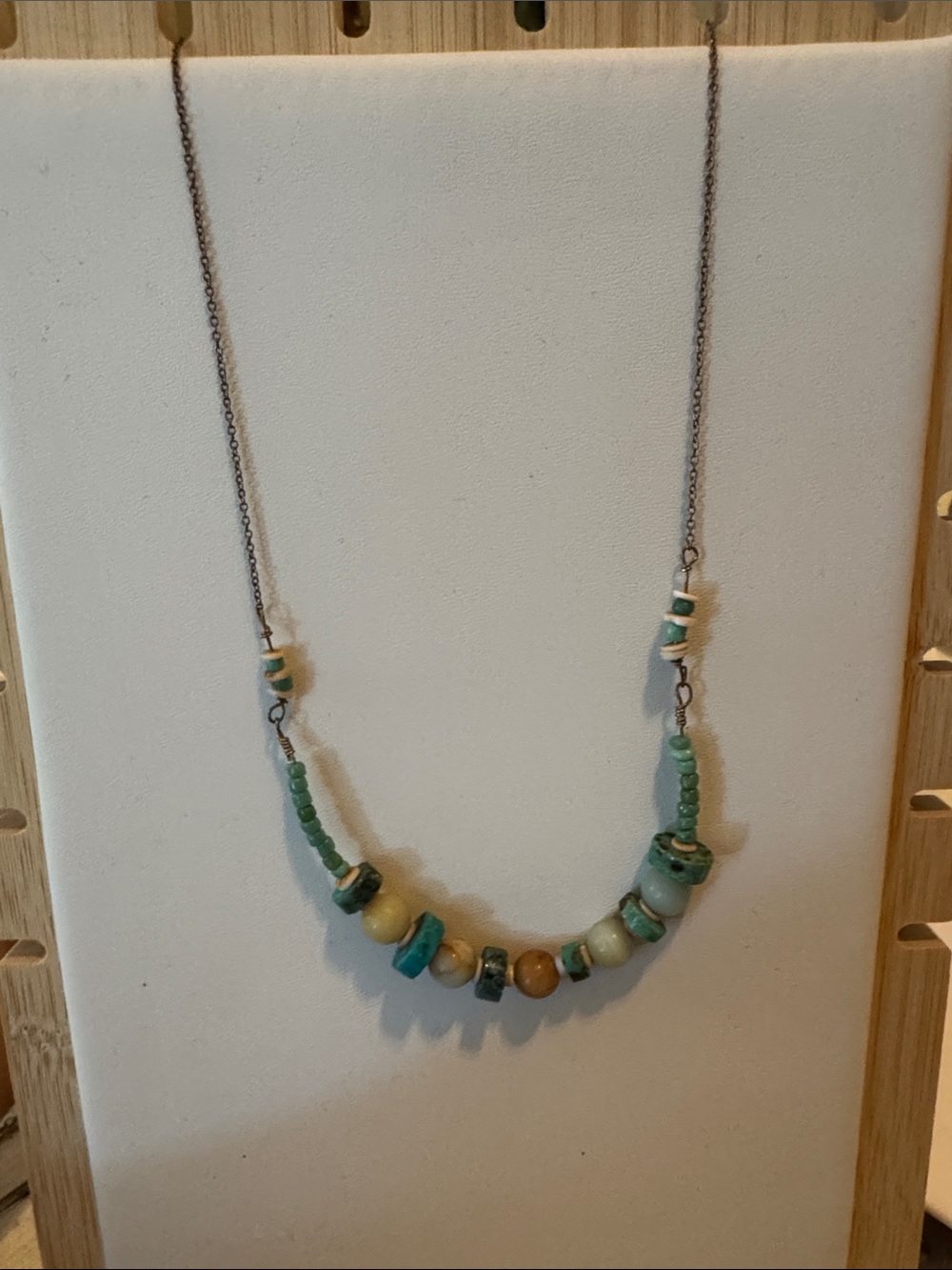 11” Boho Green Beaded Statement Necklace - Unbranded